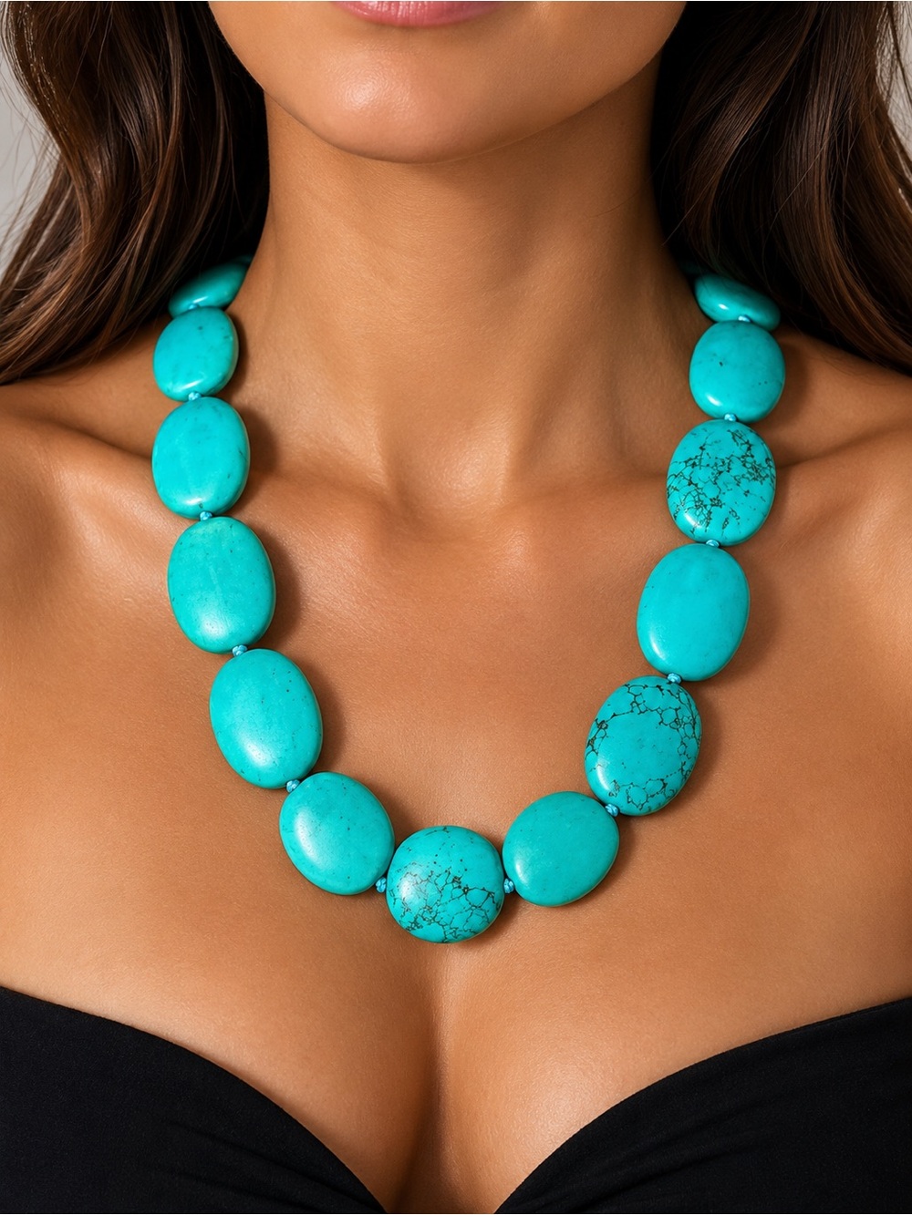 Lucas Lameth Turquoise Sterling Silver Southwestern Statement Necklace🔥